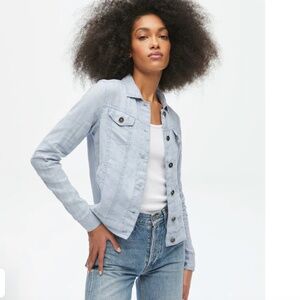 Michael Stars Jean Linen Jacket, Size Small, Blue
